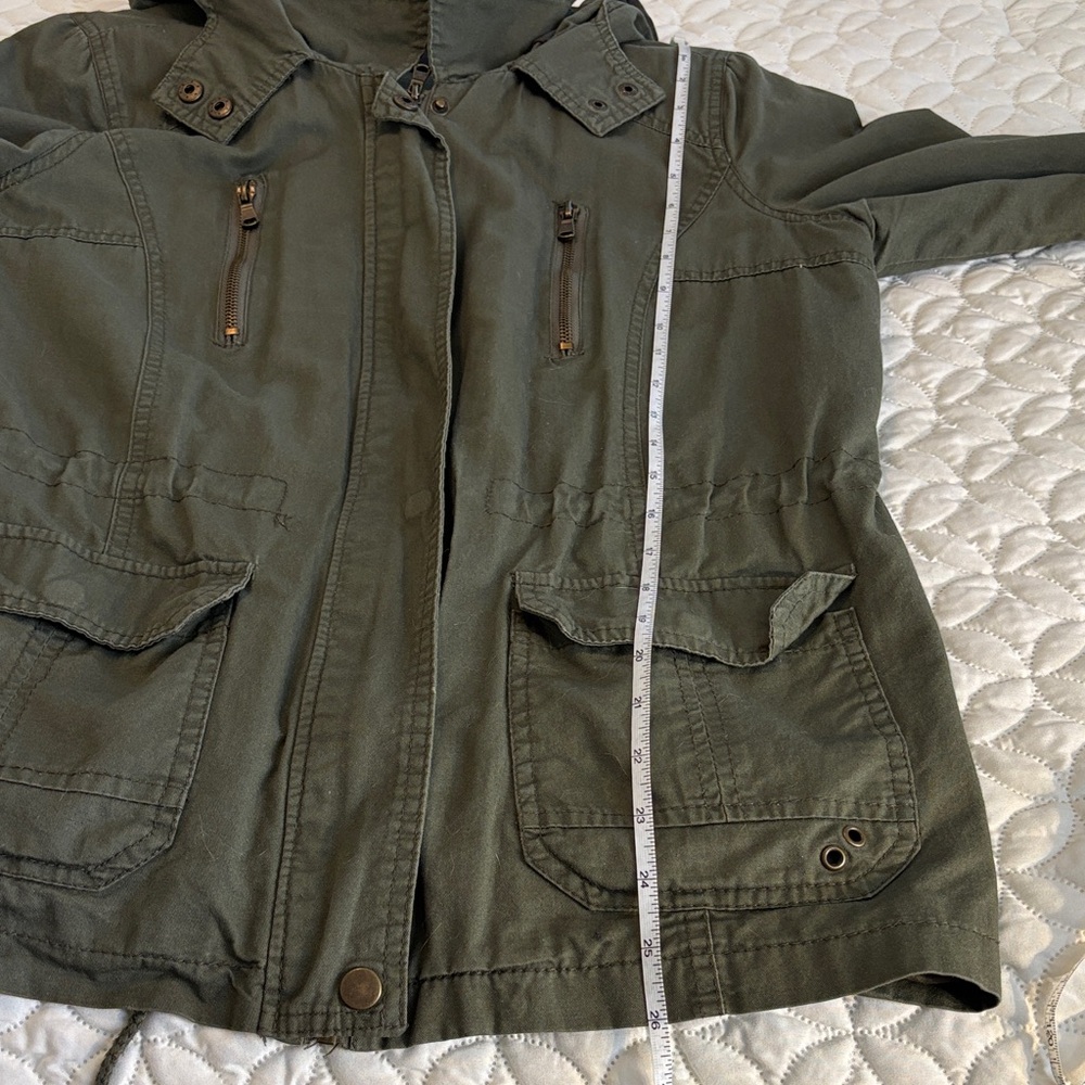 Urban Retro Army Green 100% Cotton Utility Jacket Lots of Pockets Size Large EUC - Picture 7 of 10
